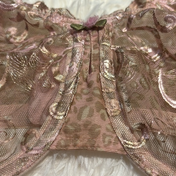 Whimsy Romantic Semi Sheer Light Pink Dainty Floral & Leopard Print Bra - Picture 2 of 5